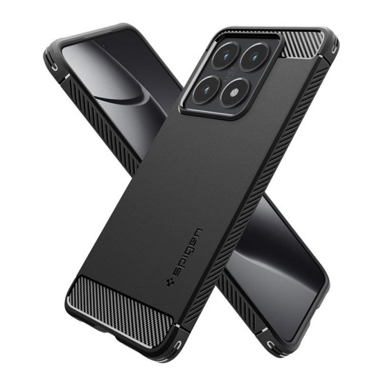 Husa Spigen Rugged Armor compatibila cu Xiaomi 14T Matte Black (Ingredi, ACS08857) by www.silkase.ro