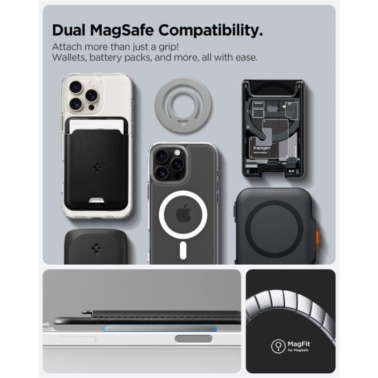 Suport telefon Spigen Dual Pop MagSafe, gri, universal (Suporturi Auto și Birou, AMP08887) by www.silkase.ro
