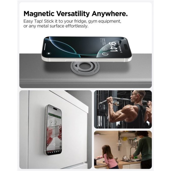 Suport telefon Spigen Dual Pop MagSafe, gri, universal (Suporturi Auto și Birou, AMP08887) by www.silkase.ro