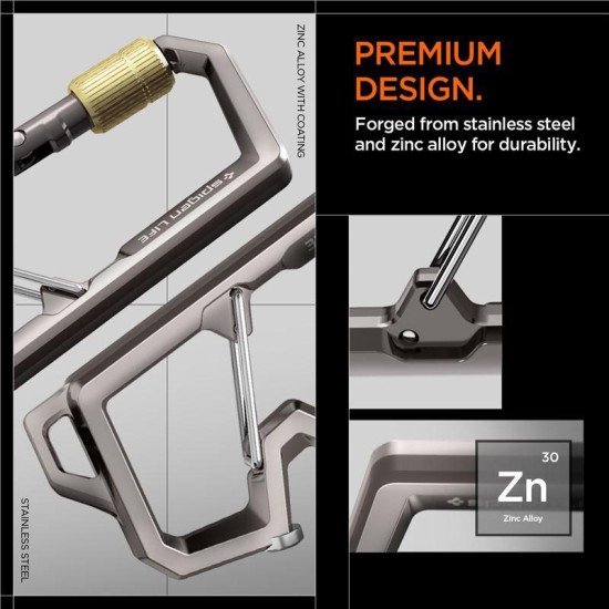 Carabina cu inel pentru chei Spigen generatia a 2-a, 1 bucata, gunmetal (Diverse accesorii, AHP08894) by www.silkase.ro