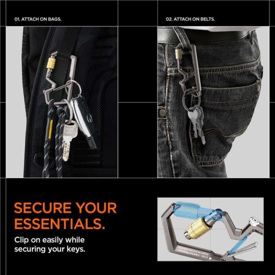 Carabina cu inel pentru chei Spigen generatia a 2-a, 1 bucata, gunmetal (Diverse accesorii, AHP08894) by www.silkase.ro