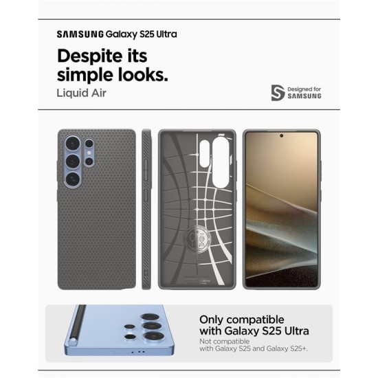 Husa Spigen Liquid Air pentru Samsung Galaxy S25 Ultra, culoare marble gray (S25 Ultra, ACS08954) by www.silkase.ro