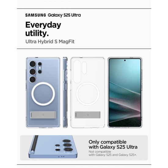 Husa Spigen Ultra Hybrid S MagSafe pentru Samsung Galaxy S25 Ultra, clear white (S25 Ultra, ACS08963) by www.silkase.ro