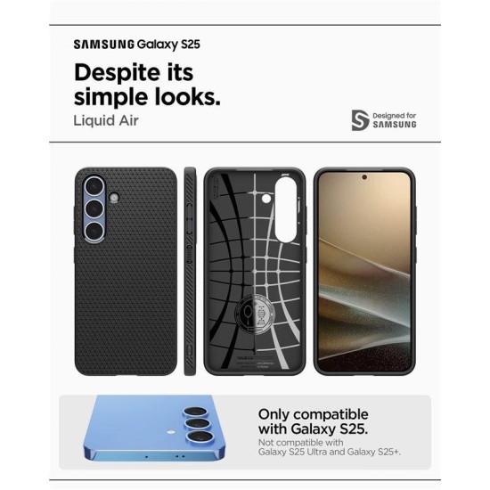 Husa Spigen Liquid Air pentru Samsung Galaxy S25, culoare negru mat (S25, ACS09000) by www.silkase.ro