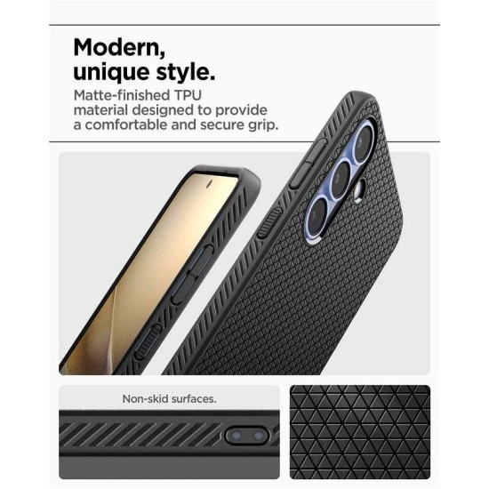Husa Spigen Liquid Air pentru Samsung Galaxy S25, culoare negru mat (S25, ACS09000) by www.silkase.ro