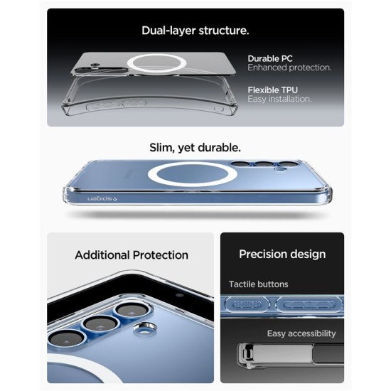 Husa Spigen Ultra Hybrid pentru Samsung Galaxy S25, Magsafe, alb clear (S25, ACS09002) by www.silkase.ro