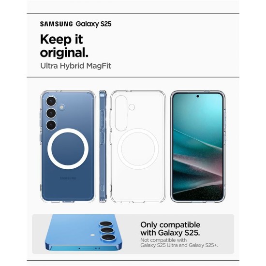 Husa Spigen Ultra Hybrid pentru Samsung Galaxy S25, Magsafe, alb clear (S25, ACS09002) by www.silkase.ro