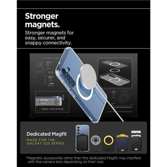 Husa Spigen Ultra Hybrid pentru Samsung Galaxy S25, Magsafe, alb clear (S25, ACS09002) by www.silkase.ro