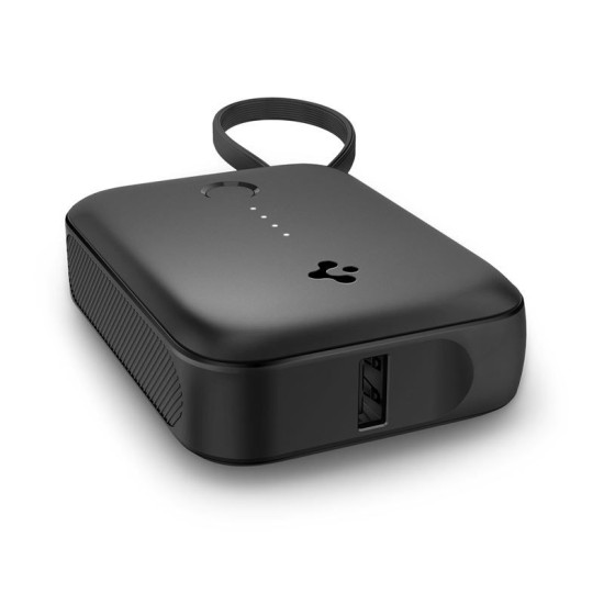 Baterie externa Spigen Essential 10000 mAh 30W cu cablu integrat, neagra (Spigen, Ingredi) by www.silkase.ro Baterie externa Spigen Essential 10000 mAh 30W cu cablu integrat, neagra (Baterii Externe, ABA09023) by www.silkase.ro