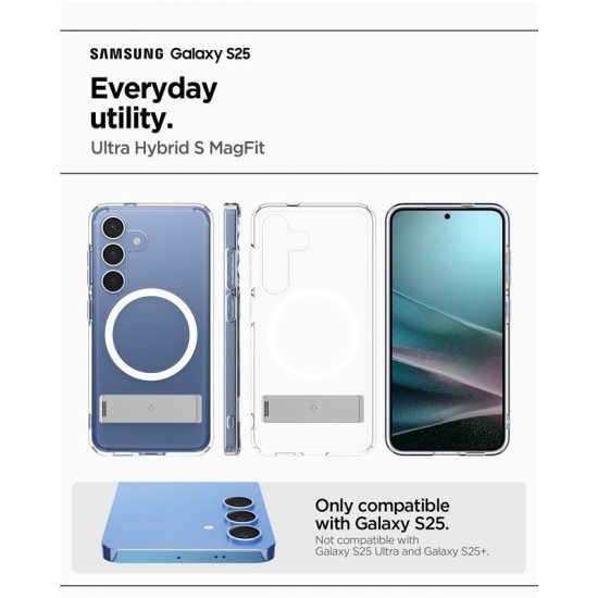 Husa Spigen Ultra Hybrid S MagSafe compatibila cu Samsung Galaxy S25 Clear White (Spigen, S25) by www.silkase.ro Husa Spigen Ultra Hybrid S MagSafe compatibila cu Samsung Galaxy S25 Clear White (S25, ACS09026) by www.silkase.ro