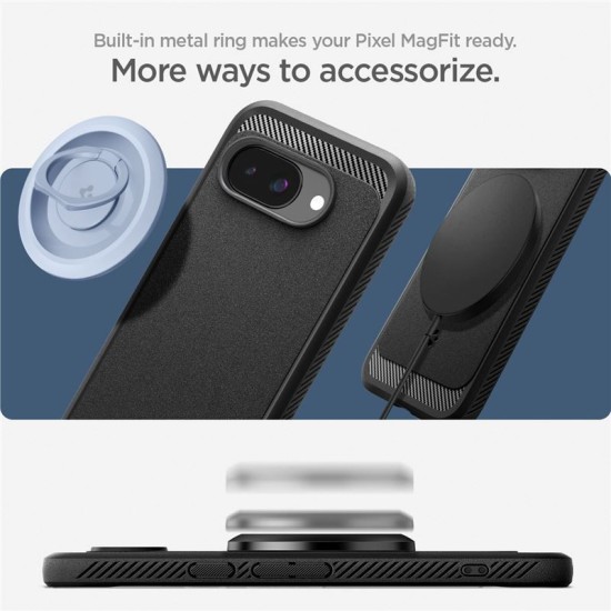 Husa Spigen Rugged Armor pentru Google Pixel 9a, Magsafe, negru mat (Pixel 9a, ACS09041) by www.silkase.ro