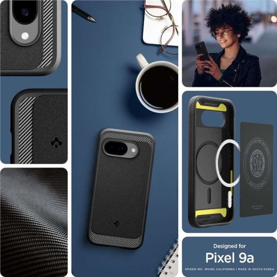 Husa Spigen Rugged Armor pentru Google Pixel 9a, Magsafe, negru mat (Pixel 9a, ACS09041) by www.silkase.ro