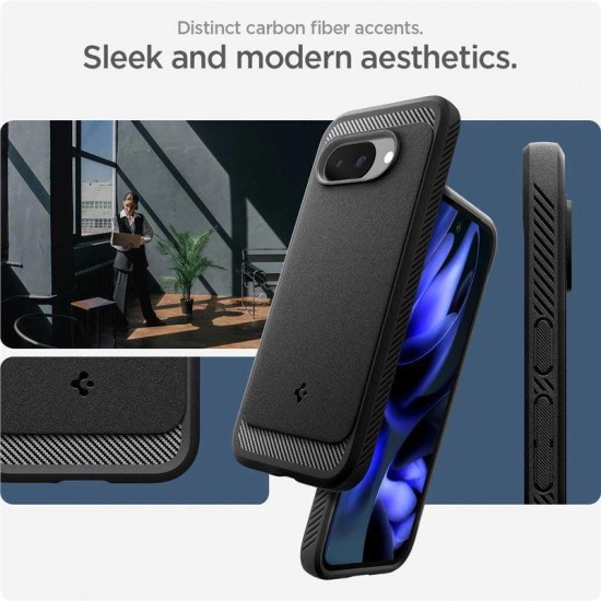 Husa Spigen Rugged Armor pentru Google Pixel 9a, Magsafe, negru mat (Pixel 9a, ACS09041) by www.silkase.ro