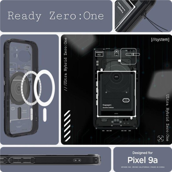 Husa Spigen Ultra Hybrid pentru Google Pixel 9a, Magsafe, zero one black (Pixel 9a, ACS09044) by www.silkase.ro