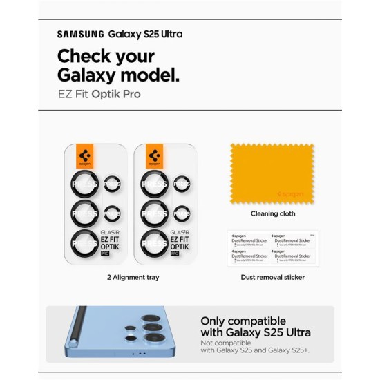 Set 2 folii Spigen Optik Pro HD pentru Samsung Galaxy S25 Ultra, camere (Spigen, S25 Ultra) by www.silkase.ro Set 2 folii Spigen Optik Pro HD pentru Samsung Galaxy S25 Ultra, camere (S25 Ultra, AGL09084) by www.silkase.ro
