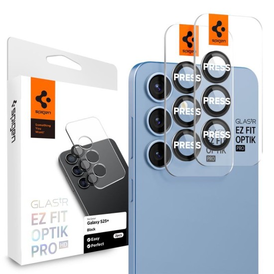 Set 2x3 protectii sticla camera foto Spigen Optik Pro EZ FIT HD compatibil cu Samsung Galaxy S25 Plus Black (Spigen, Ingredi) by www.silkase.ro Set 2x3 protectii sticla camera foto Spigen Optik Pro EZ FIT HD compatibil cu Samsung Galaxy S25 Plus Black (Ingredi, AGL09088) by www.silkase.ro