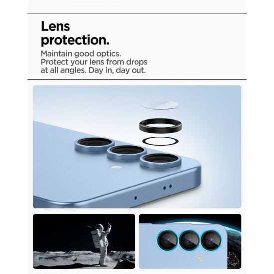 Set 2x3 protectii sticla camera foto Spigen Optik Pro EZ FIT HD compatibil cu Samsung Galaxy S25 Black (Ingredi, AGL09092) by www.silkase.ro