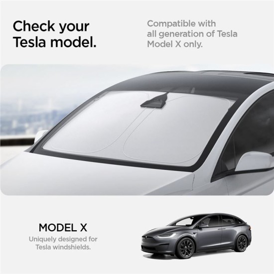 Parasolar parbriz Spigen pentru Tesla Model X, negru (Accesorii auto, ACP09094) by www.silkase.ro