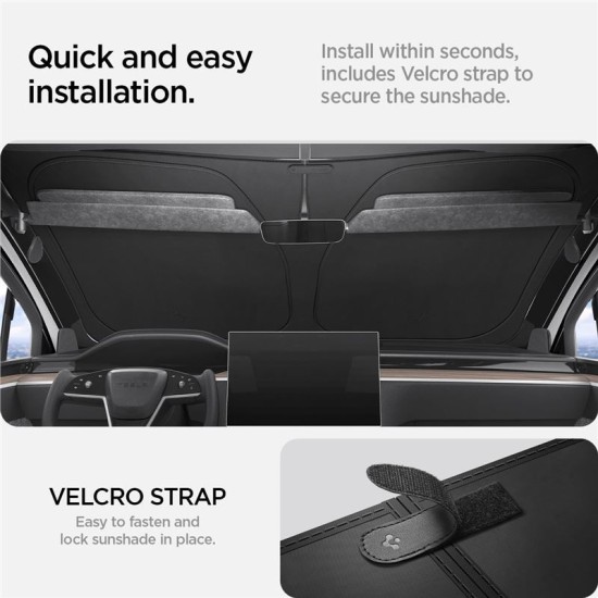 Parasolar parbriz Spigen pentru Tesla Model X, negru (Accesorii auto, ACP09094) by www.silkase.ro