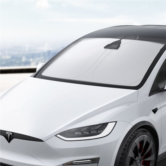 Parasolar parbriz Spigen pentru Tesla Model X, negru (Accesorii auto, ACP09094) by www.silkase.ro