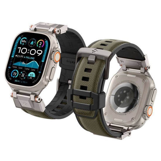 SPIGEN Brățară Set DuraPro Armor (Nylon/TPU) Apple Watch 49/46/45/44mm (Ultra 3-1/Seria 11), Verde Militar (Ingredi, AMP09102) by www.silkase.ro