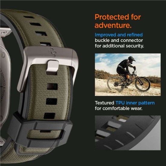 SPIGEN Brățară Set DuraPro Armor (Nylon/TPU) Apple Watch 49/46/45/44mm (Ultra 3-1/Seria 11), Verde Militar (Ingredi, AMP09102) by www.silkase.ro