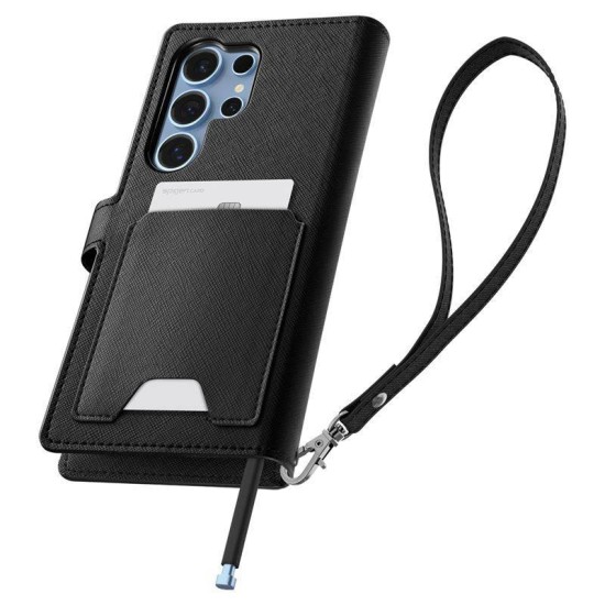 Husa Spigen Wallet S pentru Samsung Galaxy S25 Ultra, black (S25 Ultra, ACS09124) by www.silkase.ro