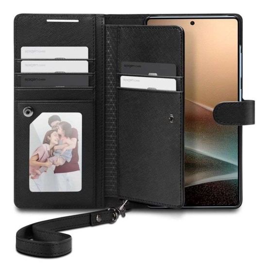 Husa Spigen Wallet S pentru Samsung Galaxy S25 Ultra, black (S25 Ultra, ACS09124) by www.silkase.ro