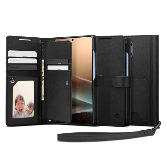 Husa Spigen Wallet S pentru Samsung Galaxy S25 Ultra, black (S25 Ultra, ACS09124) by www.silkase.ro