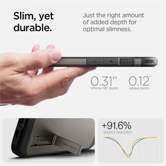 Husa Spigen Tough Armor MagSafe pentru iphone 16e, gunmetal (Spigen, iPhone 16e) by www.silkase.ro Husa Spigen Tough Armor MagSafe pentru iphone 17e/16e, gunmetal (iPhone 17e, ACS09136) by www.silkase.ro