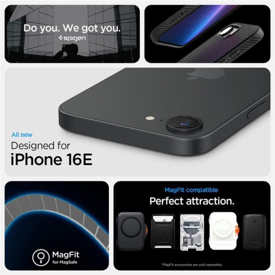 Husa Spigen Liquid Air MagSafe pentru iphone 17e/16e, negru mat (iPhone 17e, ACS09151) by www.silkase.ro