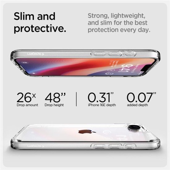 Husa Spigen Ultra Hybrid pentru iphone 17e/16e, crystal clear (iPhone 17e, ACS09160) by www.silkase.ro