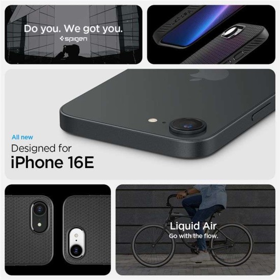 Husa Spigen Liquid Air pentru iphone 17e/16e, negru mat (iPhone 17e, ACS09161) by www.silkase.ro