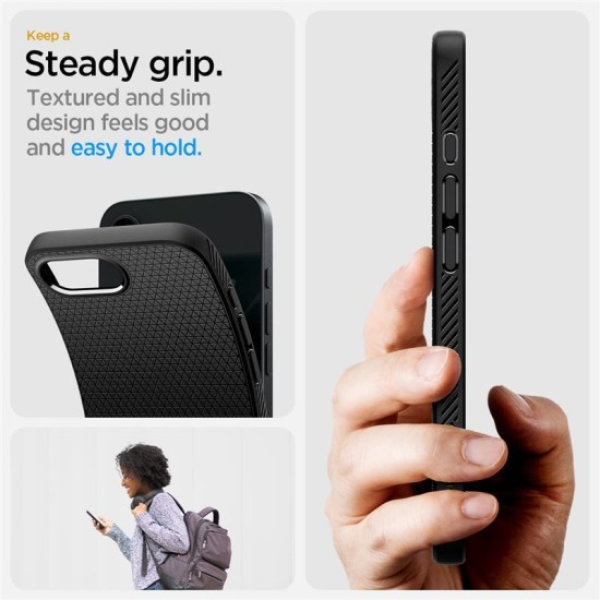 Husa Spigen Liquid Air pentru iphone 17e/16e, negru mat (iPhone 17e, ACS09161) by www.silkase.ro