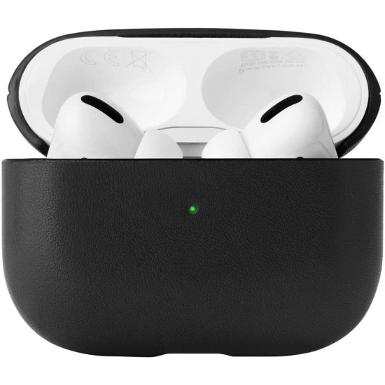 Husa piele naturala SILKASE pentru Airpods Pro/ 2 Pro, culoare negru, piele naturala (Pro, H0571) by www.silkase.ro