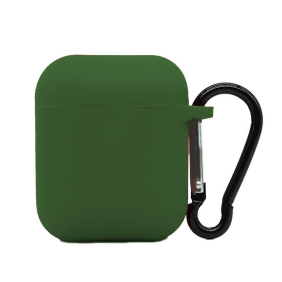 Husa Airpods, culoare verde army, soft silicon (2, H1079) by www.silkase.ro