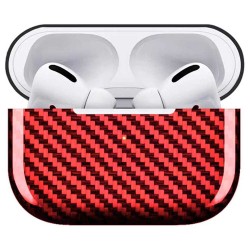 Husa carbon Airpods Pro, culoare rosu, kevlar lucios Husa carbon Airpods Pro, culoare rosu, kevlar lucios