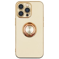 Husa SILKASE pentru iPhone 13 Pro Max, Camera protection,  silicon alb/auriu