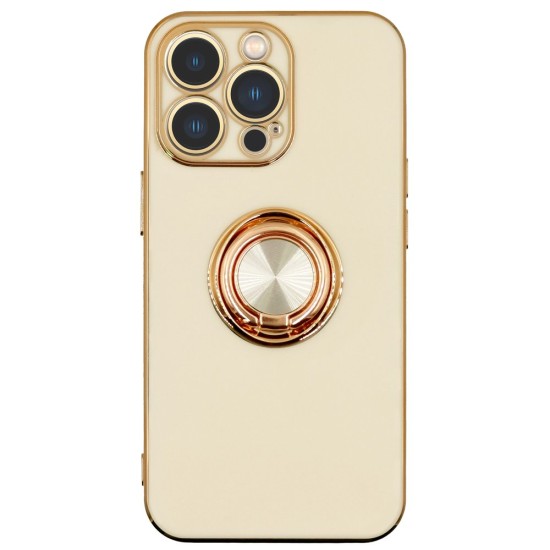 Husa SILKASE pentru iPhone 13 Pro Max, Camera protection,  silicon alb/auriu (iPhone 13 Pro Max, H1146) by www.silkase.ro