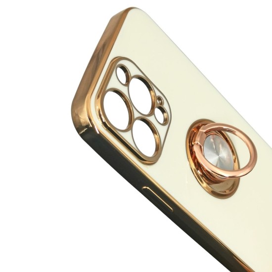 Husa SILKASE pentru iPhone 13 Pro Max, Camera protection,  silicon alb/auriu (iPhone 13 Pro Max, H1146) by www.silkase.ro