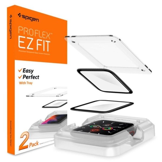 Folie hibrida cu sistem de montare Spigen ProFlex EZ FIT Apple Watch 4/5/6/SE (40mm) Black 2-Pack (Spigen, Ingredi) by www.silkase.ro SPIGEN Folie Hibridă ProFlex EZ FIT Apple Watch 42/41/40/38mm (Seria 11/SE), Black (2-Pack) (Ingredi, AFL01219) by www.silkase.ro