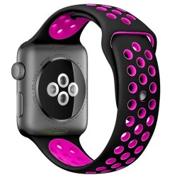 SILKASE Curea Sport Silicon Lichid Apple Watch 42/41/40/38mm (Seria 11/SE), Negru/Roz Aprins