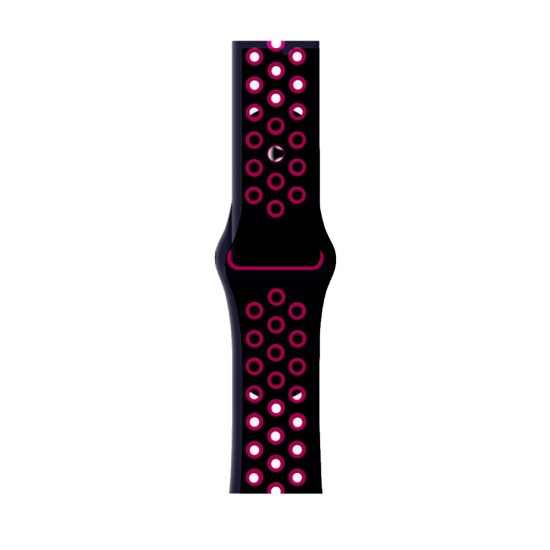 SILKASE Curea Sport Silicon Lichid Apple Watch 42/41/40/38mm (Seria 11/SE), Negru/Roz Închis (Apple, W0963) by www.silkase.ro