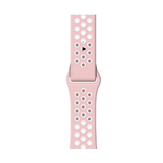 SILKASE Curea Sport Silicon Lichid Apple Watch 42/41/40/38mm (Seria 11/SE), Roz/Alb (Apple, W0965) by www.silkase.ro