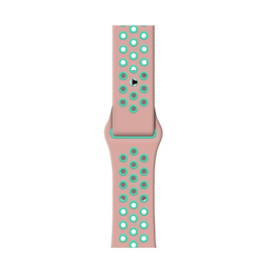 SILKASE Curea Sport Silicon Lichid Apple Watch 42/41/40/38mm (Seria 11/SE), Roz/Albastru Cyan (Apple, W0966) by www.silkase.ro