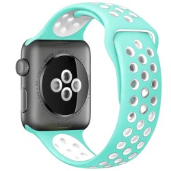SILKASE Curea Sport Silicon Lichid Apple Watch 42/41/40/38mm (Seria 11/SE), Albastru Cyan/Alb