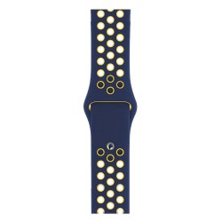 SILKASE Curea Sport Silicon Lichid Apple Watch 42/41/40/38mm (Seria 11/SE), Albastru Închis/Galben