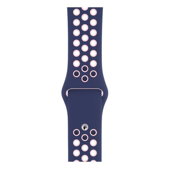 Curea SILKASE pentru Apple iWatch, Sport Liquid silicone, 38/40/41mm, albastru inchis/roz (SILKASE, Apple) by www.silkase.ro SILKASE Curea Sport Silicon Lichid Apple Watch 42/41/40/38mm (Seria 11/SE), Albastru Închis/Roz (Apple, W0984) by www.silkase.ro