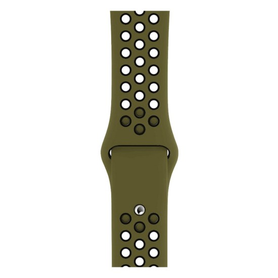 SILKASE Curea Sport Silicon Lichid Apple Watch 42/41/40/38mm (Seria 11/SE), Verde Army/Negru (Apple, W0993) by www.silkase.ro