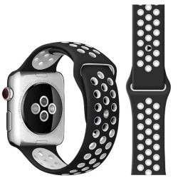 SILKASE Curea Sport Silicon Lichid Apple Watch 49/46/45/44/42mm (Ultra 3-1/Seria 11-1/SE), Negru/Alb SILKASE Curea Sport Silicon Lichid Apple Watch 49/46/45/44/42mm (Ultra 3-1/Seria 11-1/SE), Negru/Alb